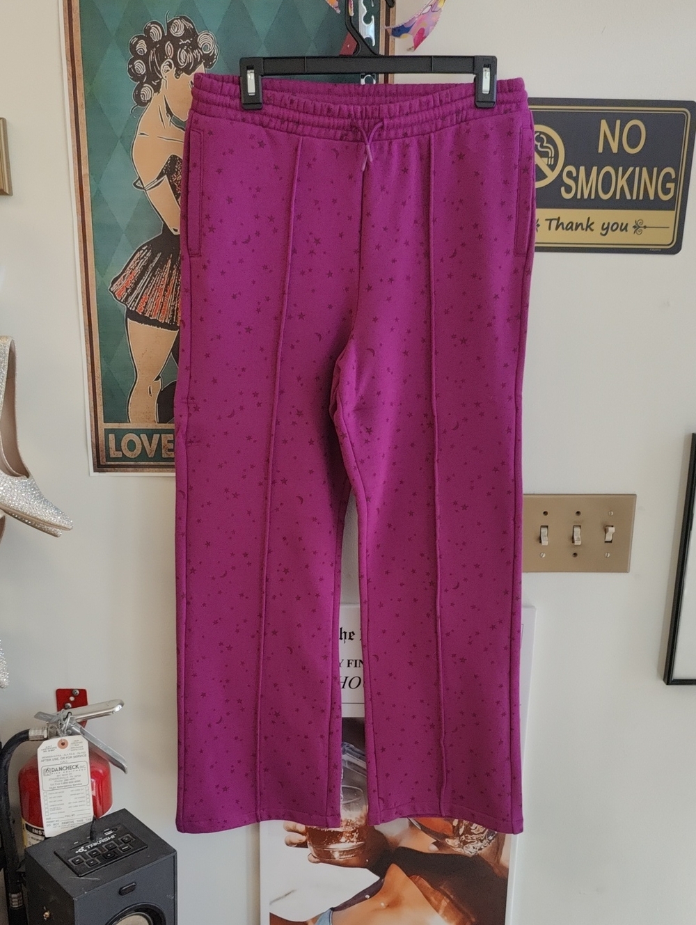 Girls' Magenta Star Print Pull-On Joggers